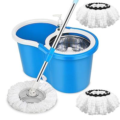 Mop and Bucket with Wringer Set, Microfiber Spin Mop System, 360 Spin Mop  and Bucket Combo Hands Free Floor Cleaning Set with 3 Mop Replacement  Heads