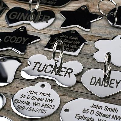 Providence Engraving Pet ID Tags in 8 Shapes, 8 Colors, and Two Sizes -  Personalized Dog and Cat Tags with 4 Lines of Customizable Text