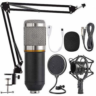 XLR Condenser Microphone, UHURU Professional Studio Cardioid Microphone Kit  with Boom Arm, Shock Mount, Pop Filter, Windscreen and XLR Cable, for  Broadcasting,Recording,Chatting and (XM-900) 
