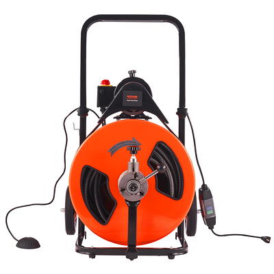 POPULO Drain Cleaner Machine 5.3A, 50 Ft X 1/2 Inch Electric Drain Auger  with 8 Cutters Gloves, Auto Feed Drain Cleaner Machine Commercial Sewer  Snake