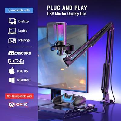 FIFINE Gaming PC USB Microphone, Podcast Condenser Mic with Boom Arm, Pop  Filter, Mute Button for Streaming, Twitch, Online Chat, RGB Computer Mic  for PS4/5 PC Gamer r-AmpliGame Pink 