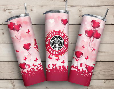 Starbucks tumbler- pink hearts tumbler- valentine tumbler- pink