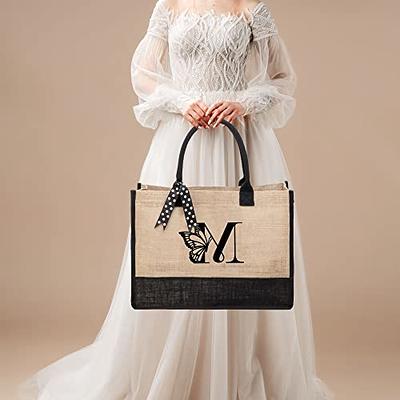  Monogram Bags Classic Black and White Personalized Letter I Tote  Bag : Clothing, Shoes & Jewelry