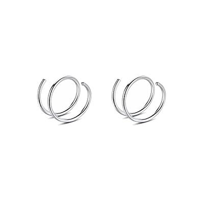 2pcs Stainless Steel Double Nose Ring Spiral Nose Septum Piercing