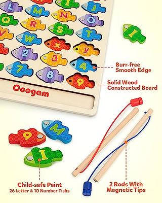 Coogam Magnetic Alphabet Numbers Fishing Game, Wooden ABC Letter