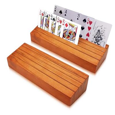 Wooden Playing Card Holders for Kids, Adults and Seniors. Wood Playing Card Tray Racks for Bridge canasta Uno Card Playing GSE Games & Sports