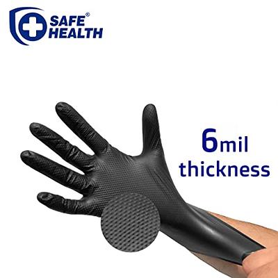 GLOVEWORKS HD Black Nitrile Gloves, 6 mil Nitrile Disposable Gloves, Latex  Free Gloves Mechanics Gloves