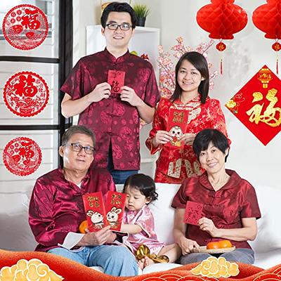 82 Pcs Chinese New Year Party Decorations Red Lanterns Red Envelope Hong  Bao Chinese Knots Tassel Chinese FU Character Paper Cutting Festival