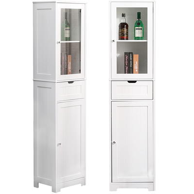 15.74 in. W x 11.8 in. D x 64.96 in. H White Narrow Height Slim Tall Linen Cabinet