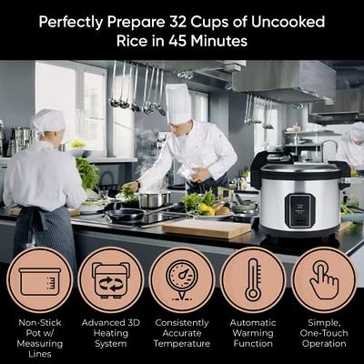 30 Cup Electric Rice Cooker/Warmer with Hinged Cover