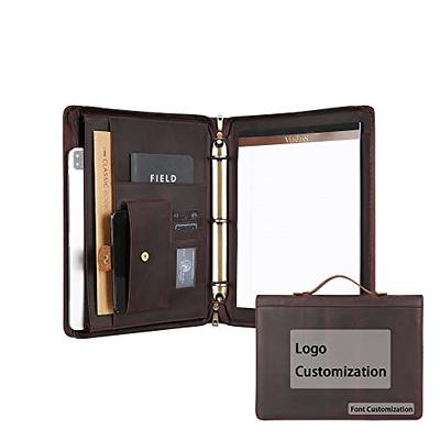 Leather Portfolio with 3 Ring Binder, Personalized Leather Binder