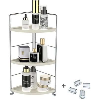 2-Piece 4.88 in. W x 5.85 in. H x 15.74 in. D Glass Rectangular Shower  Shelf in Silver with 4 Hooks, 1 with a Towel Bar