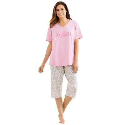 Dreams & Co. Women's Plus Size Knit Sleep Pant, 4x - Pink Multi