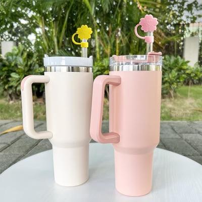 Straw Cover Cap for Stanley Cup,Silicone Straw Topper Compatible with 30&40  Oz Tumbler with Handle,10mm 0.4in Dust-Proof Reusable Straw Tips Lids (6Pcs  Straw Cover Pink) 