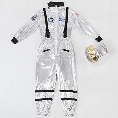 GRAJTCIN Kids Astronaut Costume for Boys Spaceman Suit Girls Pilot Jumpsuit  with Helmet Halloween Dress Up Cosplay (120, Silver) - Yahoo Shopping