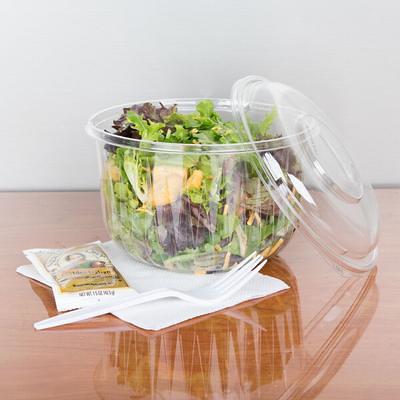 10 Pack 64oz Disposable Plastic Salad Containers with Lids, Takeout Bowls, Clear