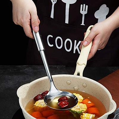 Large Silicone Ladles Soup Spoons, Heatproof Skimmer Strainer Slotted  Spoon,Non-Stick Cooking Silicone Scoop for