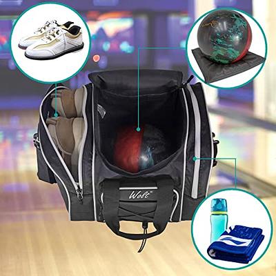 Athletico Bowling Bag for Single Ball - Single Ball Tote Bag with Padded Ball Holder - Fits A Single Pair of Bowling Shoes Up to Mens Size 14 (Blue)
