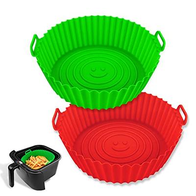 OUTXE Silicone Air Fryer Liners, 2-Pack Reusable Airfryer Basket Tray