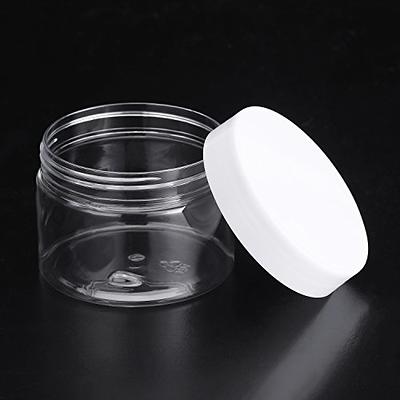 12 Pack Clear Plastic Jars Containers with Screw On Lids,Refillable  Wide-Mouth Plastic Slime Storage