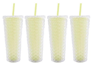 Mainstays 4-Pack 26-Ounce Textured Tumbler with Straw, Matte Blue 