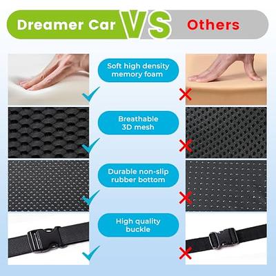 Dreamer Car Comfort Enhanced Seat Cushion - Breathable Mesh & Memory Foam  Seat Cushion for Tailbone Pain Relief - Non-Slip Bottom,Car, Wheelchair