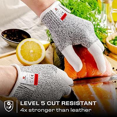 NoCry Cut Resistant Work Gloves for Women and Men, with Reinforced Fingers;  Comfortable, 100% Food Grade Kitchen Cooking Gloves; Ambidextrous Safety Cutting  Gloves; Level 5 Protection; Grey - Yahoo Shopping