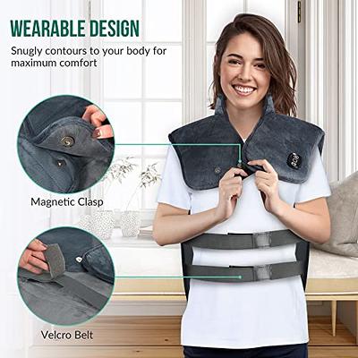 Heating Pad with Massager for Neck and Shoulders, Wearable Electric Heating  Pads for Back Pain Relief, Auto-shutoff, 6 Heat Settings, 4 Massage Modes