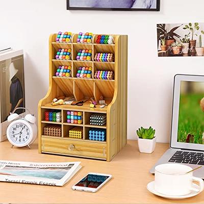 Marbrasse Wooden Desk Organizer, Multi-functional DIY Pen Holder, Organizer for Desk, Desktop Stationary, Easy Assembly, Home Office Art Supplies