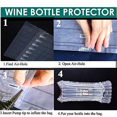 Wine Bottle Protector Bags 6 Pack - Inflatable Air Column Cushioning Sleeves Packaging Ensures Safe transportation of Glass Bottles During Travel or