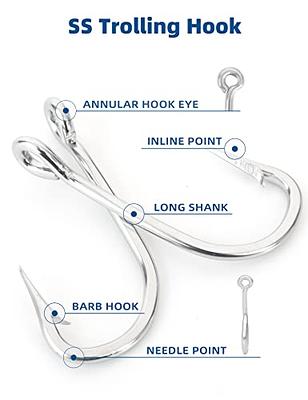 BLUEWING Needle Point 5pcs Trolling Hooks Fishing Hooks Stainless Steel  Hooks Extra Sharp Fish Hooks for Freshwater Saltwater Fishing, Size 12/0 -  Yahoo Shopping