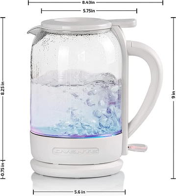 Ovente Glass Electric Kettle Hot Water Boiler 1.7 Liter ProntoFill Tech Portable Kettle