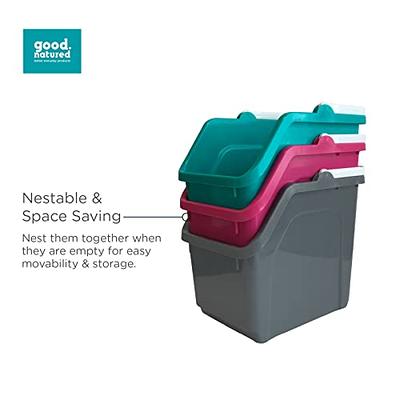 good natured Handy Tote Organizer, 6 Gallon, 25 Liter –4 pack– Stackable Storage  Bin with Handle for Kitchen, Closet, Garage, Bathroom or Classroom – Plant  Based, BPA-Free Storage Basket in Graphite - Yahoo Shopping