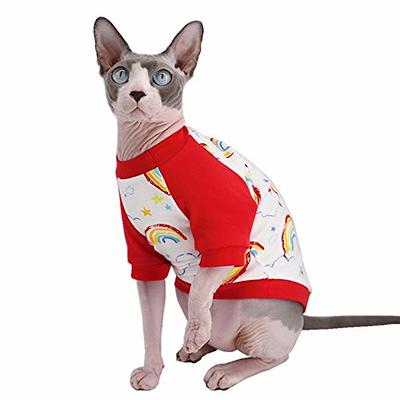 Idepet Sphynx Hairless Cats Sweater Shirt Kitten Soft Puppy Clothes  Pullover Cute Cat Pajamas Jumpsuit Skin-Friendly Cotton Apparel Pet Winter  Turtleneck for Cats and Small Dogs(XXL,Pink) 