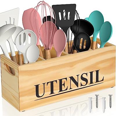 RedCall Utensil Holder,Wood Cooking Utensil Organizer,Large Farmhouse  Utensil Holder for Counter top,Rustic Spoon Spatula Holder Kitchen Tools  Storage Caddy Decor (4 Compartments) - Yahoo Shopping