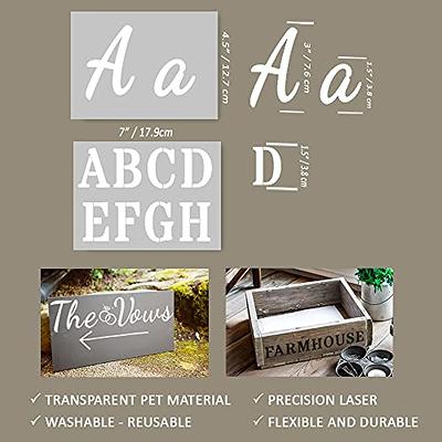 40 Pieces Painting Letter Stencils on Wood,Reusable Washable Plastic Art  Stencils Template with Calligraphy Font Uppercase and Lowercase Alphabet