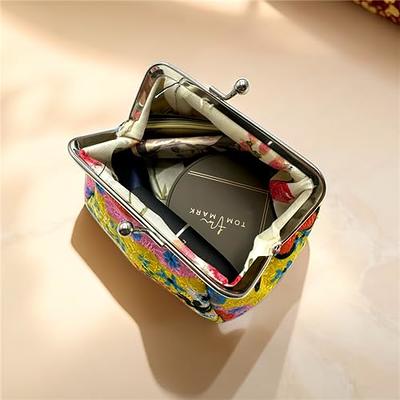 Vintage Flower Embroidery Kiss Lock Coin Purse Long Wallet Clutch Bag for  Women Girls