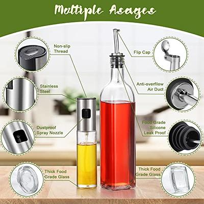 Glass Oil Dispenser Bottle,17oz Leakproof Condiment Container with Lid and  Stopper,Olive Oil Vinegar Cruet Bottle for Kitchen Cooking and Barbecue