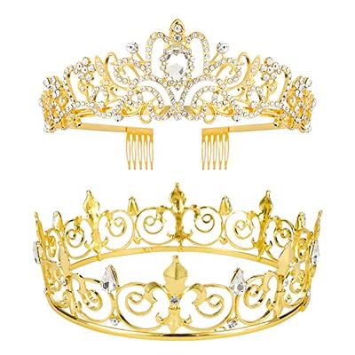 Couronne de roi d'or pour hommes, couronnes d'anniversaire de prince,  cosplay Royal Crown Prom Halloween