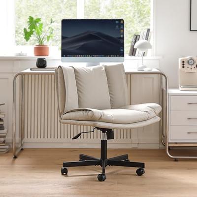 CUANBOZAM Armless Desk Chair, Criss Cross Chair No Wheels, Fabric Padded Desk  Chair, Modern Swivel Height Adjustable Office Chair with Wide Seat for  Home, Office, Make Up, Bed Room - Beige 