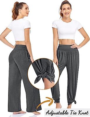 SMIDOW Capri Pants for Women Dressy Casual Drawstring Elastic High Waist  Cotton Linen Trousers Active Running Sweatpants