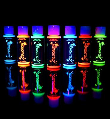 Midnight Glo UV Neon Face & Body Paint Glow Kit (7 Bottles 2 oz. Each) Black  Light Reactive Fluorescent Paint - Safe, Washes Off Skin, Non-Toxic - Yahoo  Shopping