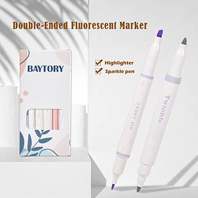 BAYTORY Pastel Highlighters and Colored Ink Pens, Glitter Aesthetic Cute  Highlighter and Pens No Bleed Journaling Stationary School Office Supplies  (Purple) - Yahoo Shopping