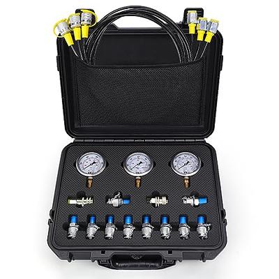 Hydraulic Pressure Test Kit，600bar /10000psi / 60mpa 3 Gauges 12 Tee  Connectors 3 Test Hoses, Hydraulic Gauge Kit Sturdy Carrying Case for  Excavator Construction Machinery Ships Mine (3 Gauges) - Yahoo Shopping