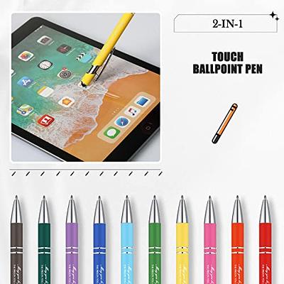 Funny Pens Set Of 10 Capacitive Stylus Pens, Metal Push Ballpoint Pens