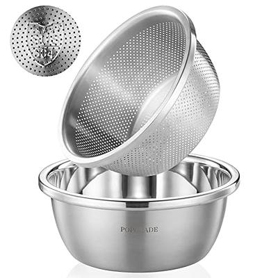 Micro-Perforated Colander Set Of 2 Salad Bowl With Perforated Drain Mesh  Basket Kitchen Strainer Set Washing Rice Filter Basin