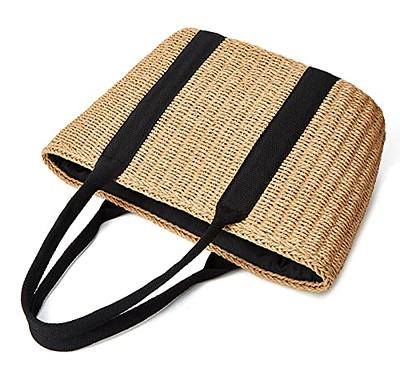 Ayliss Women Straw Handbag Mini Summer Beach Rattan Tote Bag Crossbody  Shoulder Top Handle Handbag Handmade Purse Clutch Bag