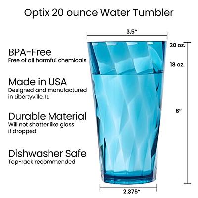 Optix Plastic Reusable Drinking Glasses (Set of 8) 20oz Water Cups in Jewel  Tone