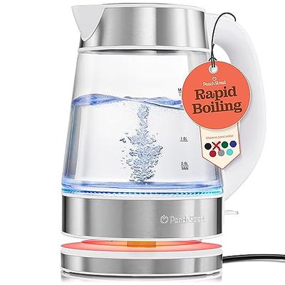 Speed-Boil Electric Kettle For Coffee & Tea - 1.7L Water Boiler 1500W,  Borosilicate Glass, Easy Clean Wide Opening, Auto Shut-Off, Cool Touch  Handle