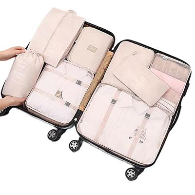  Packing Cubes - 9 PCS Travel Luggage Organizers Set Waterproof  Suitcase Organizer Bags Travel Essentials Clothes Shoes Cosmetics  Toiletries Storage Bags (Beige) : Office Products